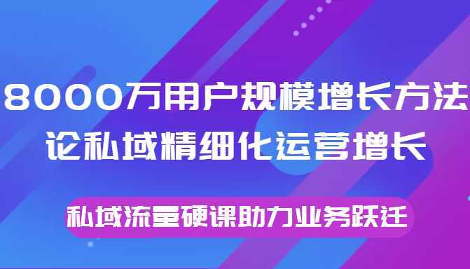 图片[1]-8000万用户规模增长方法论私域精细化运营增长，私域流量硬课助力业务跃迁-鸿昇发网课