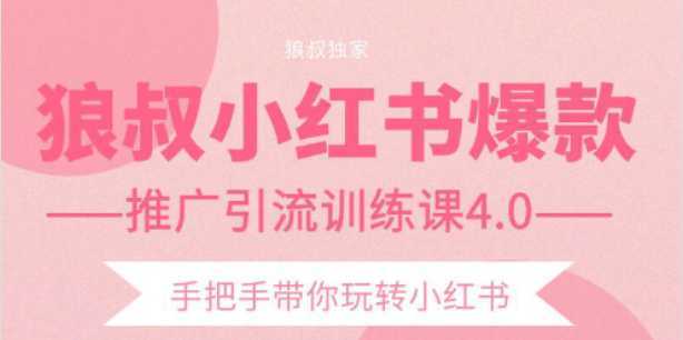 狼叔小红书爆款推广引流训练课4.0，手把手带你玩转小红书-鸿昇发网课
