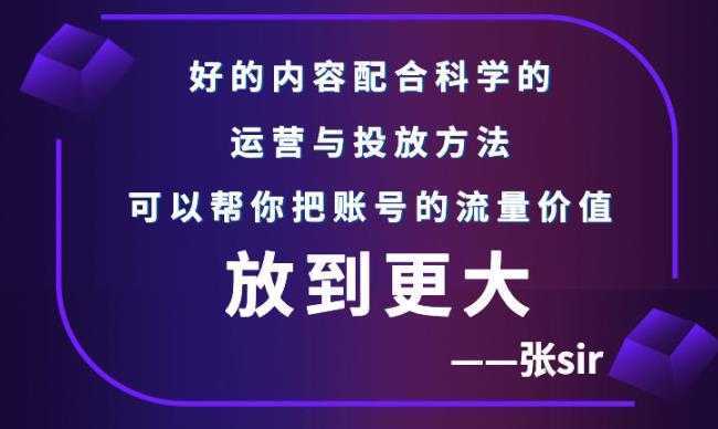 张sir账号流量增长课，告别海王流量，让你的流量更精准-鸿昇发网课