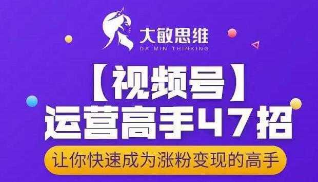 大敏思维-视频号运营高手47招，让你快速成为涨粉变现高手-鸿昇发网课