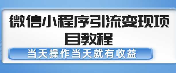 微信小程序引流变现项目教程，当天操作当天就有收益，变现不再是难事-鸿昇发网课