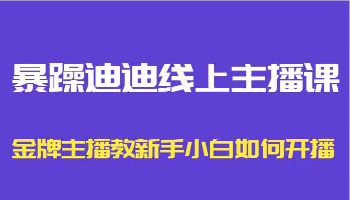 暴躁迪迪线上主播课，金牌主播教新手小白如何开播-鸿昇发网课