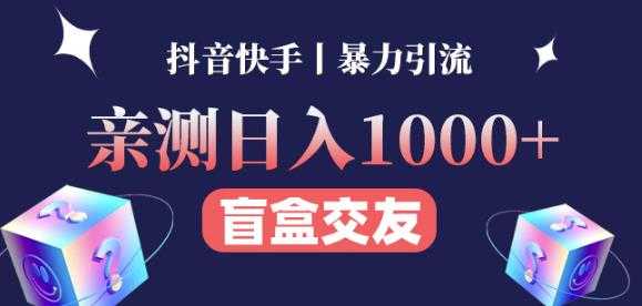 日收益1000+的交友盲盒副业丨有手就行的抖音快手暴力引流-鸿昇发网课