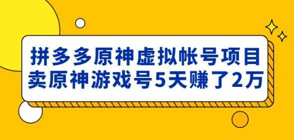 外面卖2980的拼多多原神虚拟帐号项目:卖原神游戏号5天赚了2万-鸿昇发网课