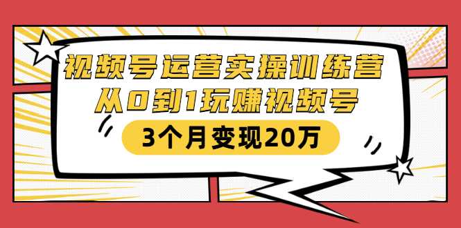 视频号运营实操训练营：从0到1玩赚视频号，3个月变现20万-鸿昇发网课
