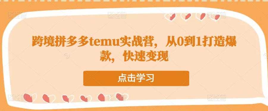 跨境拼多多temu实战营，从0到1打造爆款，快速变现-鸿昇发网课